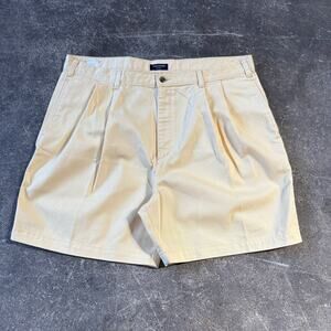 Vintage Dockers Pleated Shorts Mens 40 Yellow Chino 90s Summer Beach 6"